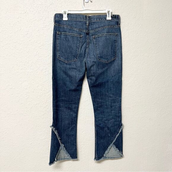 Citizens of Humanity Drew Crop Flare Frayed Hem High Rise Jeans Blue Size 30 - Picture 2 of 9